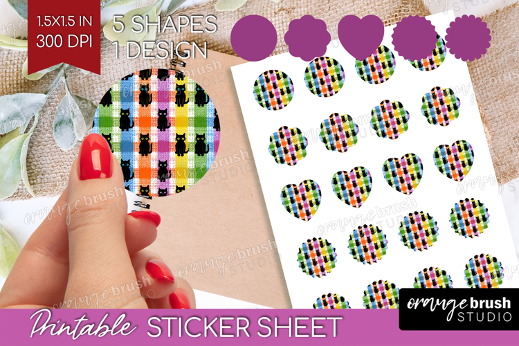 Gingram Halloween Round Sticker - Spooky Cute Printable