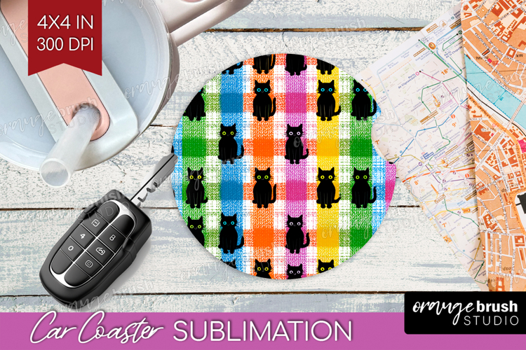 Gingram Halloween Car Coaster - Spooky Cute Coaster PNG