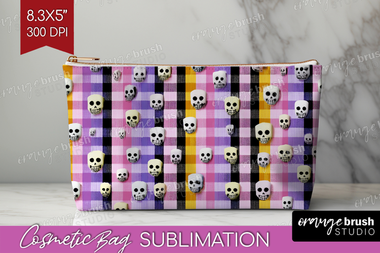 Gingram Halloween Cosmetic Bag - Spooky Cute Makeup Bag PNG