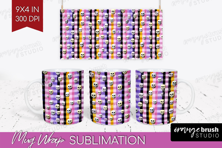 Gingram Halloween Mug Wrap - Spooky Cute Mug PNG Sublimation