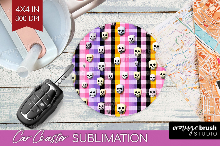 Gingram Halloween Car Coaster - Spooky Cute Coaster PNG