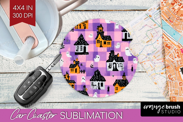 Gingram Halloween Car Coaster - Spooky Cute Coaster PNG