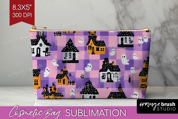 Gingram Halloween Cosmetic Bag - Spooky Cute Makeup Bag PNG