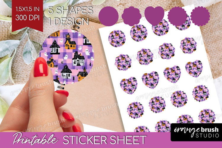 Gingram Halloween Round Sticker - Spooky Cute Printable