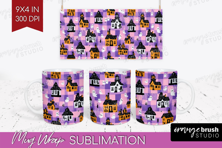 Gingram Halloween Mug Wrap - Spooky Cute Mug PNG Sublimation