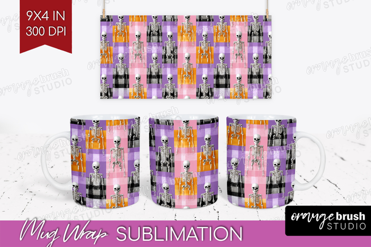 Gingram Halloween Mug Wrap - Spooky Cute Mug PNG Sublimation