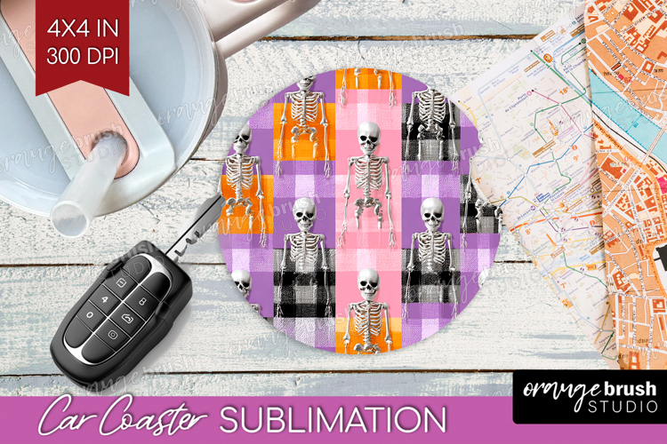 Gingram Halloween Car Coaster - Spooky Cute Coaster PNG