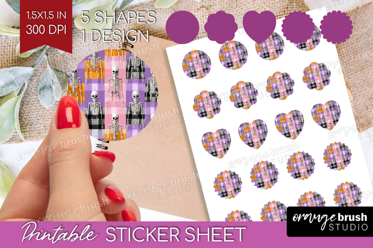 Gingram Halloween Round Sticker - Spooky Cute Printable