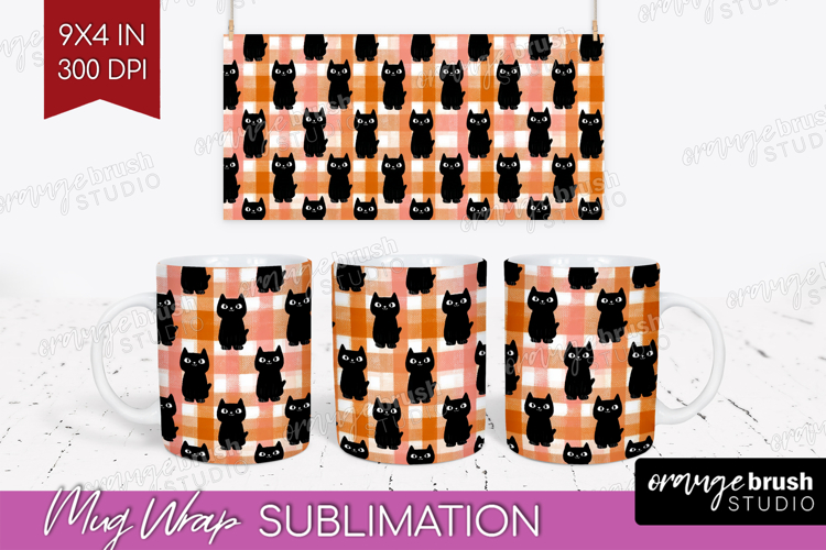 Gingram Halloween Mug Wrap - Spooky Cute Mug PNG Sublimation