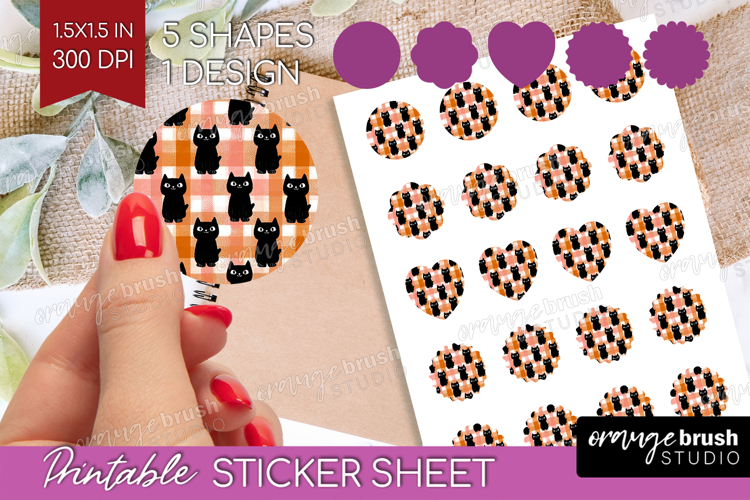 Gingram Halloween Round Sticker - Spooky Cute Printable