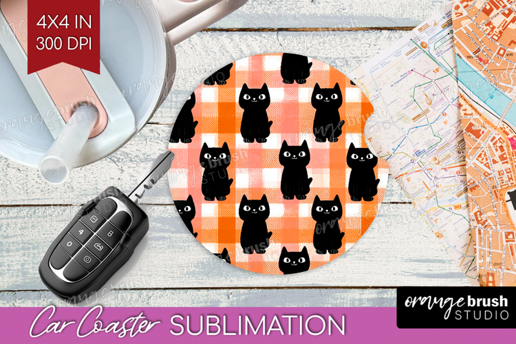 Gingram Halloween Car Coaster - Spooky Cute Coaster PNG