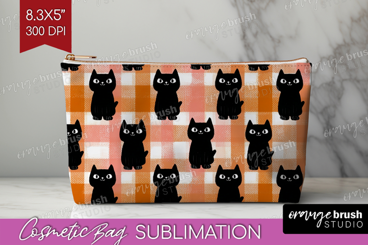 Gingram Halloween Cosmetic Bag - Spooky Cute Makeup Bag PNG