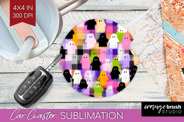 Gingram Halloween Car Coaster - Spooky Cute Coaster PNG