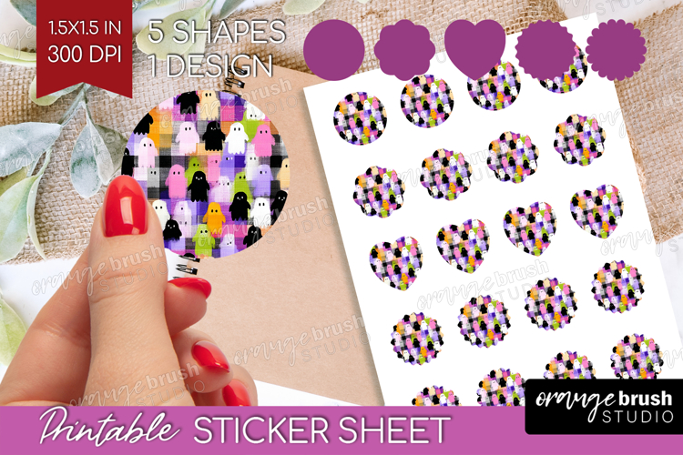 Gingram Halloween Round Sticker - Spooky Cute Printable