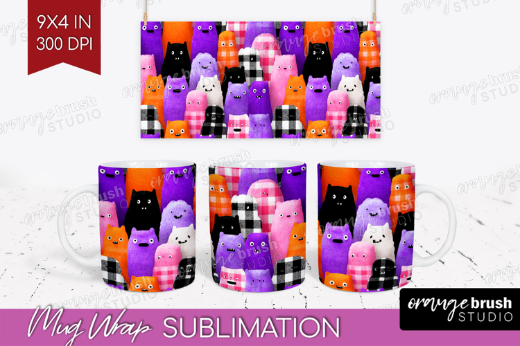 Gingram Halloween Mug Wrap - Spooky Cute Mug PNG Sublimation