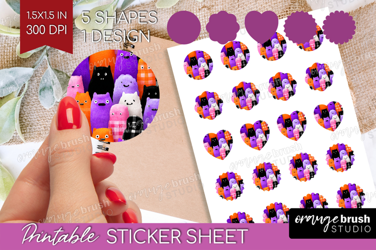 Gingram Halloween Round Sticker - Spooky Cute Printable