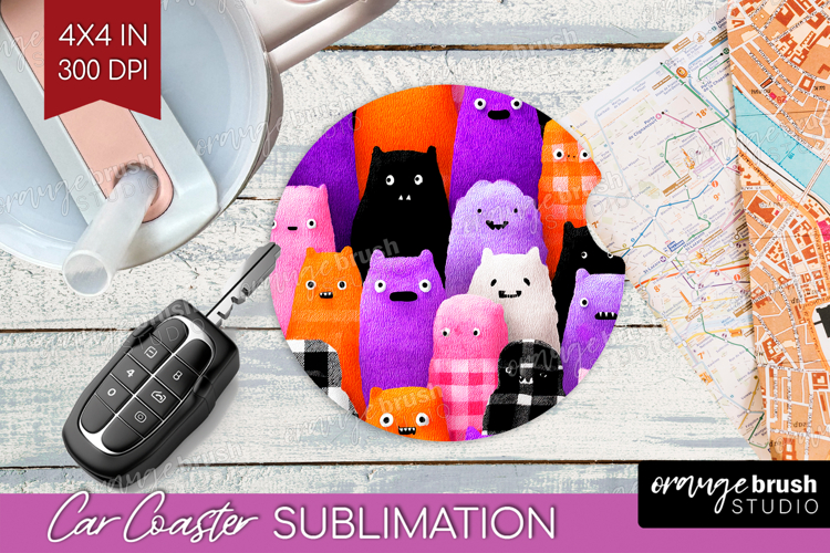 Gingram Halloween Car Coaster - Spooky Cute Coaster PNG