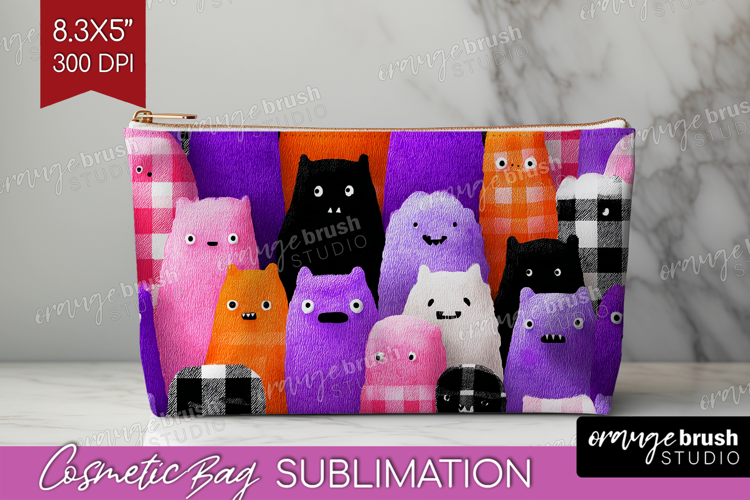 Gingram Halloween Cosmetic Bag - Spooky Cute Makeup Bag PNG