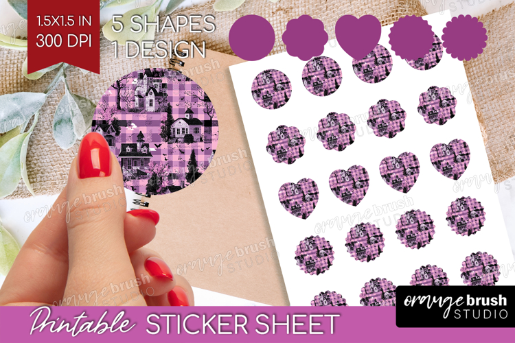 Gingram Halloween Round Sticker - Spooky Cute Printable