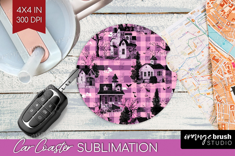 Gingram Halloween Car Coaster - Spooky Cute Coaster PNG