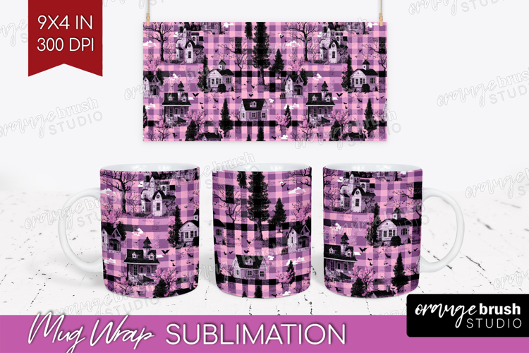 Gingram Halloween Mug Wrap - Spooky Cute Mug PNG Sublimation