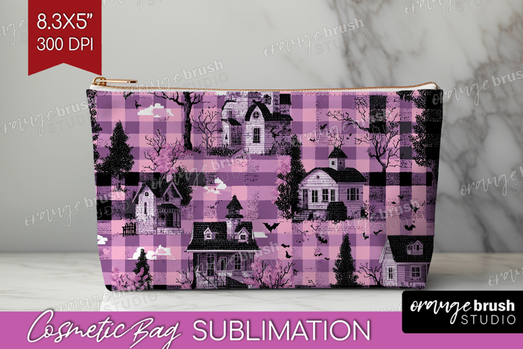 Gingram Halloween Cosmetic Bag - Spooky Cute Makeup Bag PNG