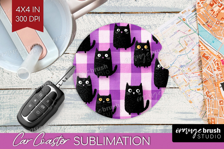 Gingram Halloween Car Coaster - Spooky Cute Coaster PNG