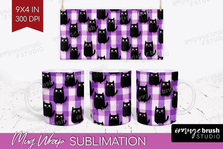 Gingram Halloween Mug Wrap - Spooky Cute Mug PNG Sublimation