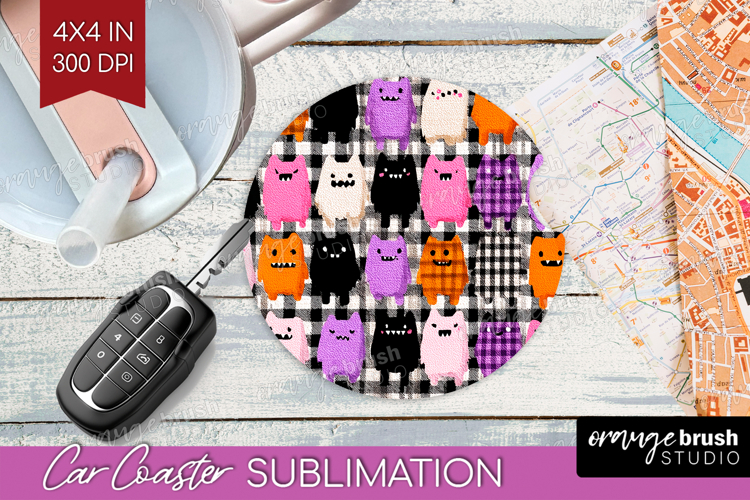 Gingram Halloween Car Coaster - Spooky Cute Coaster PNG