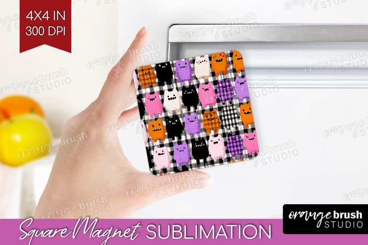 Gingram Halloween Magnet Sublimation - Spooky Cute Square