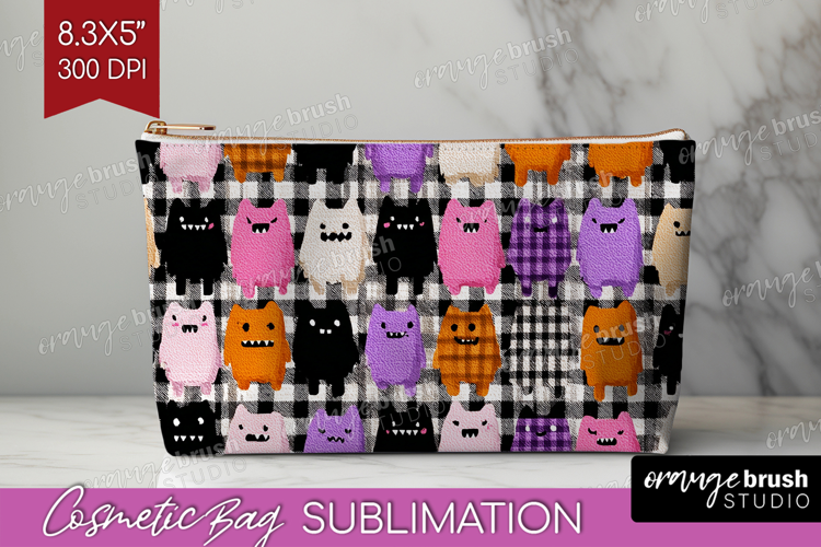 Gingram Halloween Cosmetic Bag - Spooky Cute Makeup Bag PNG
