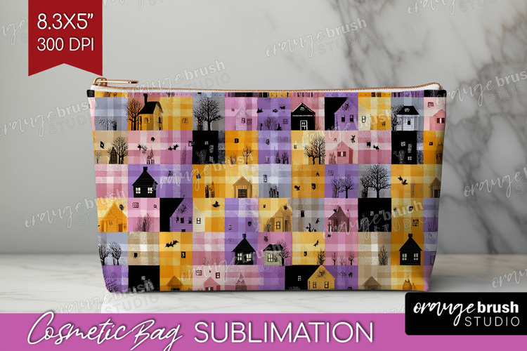 Gingram Halloween Cosmetic Bag - Spooky Cute Makeup Bag PNG