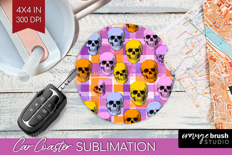 Gingram Halloween Car Coaster - Spooky Cute Coaster PNG