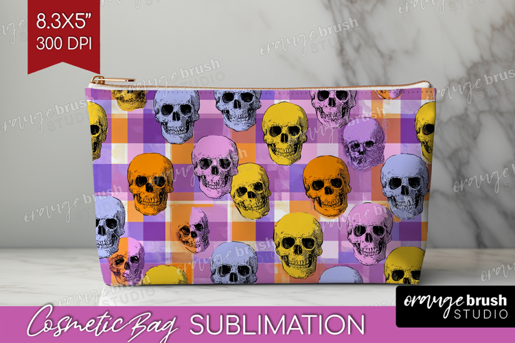Gingram Halloween Cosmetic Bag - Spooky Cute Makeup Bag PNG