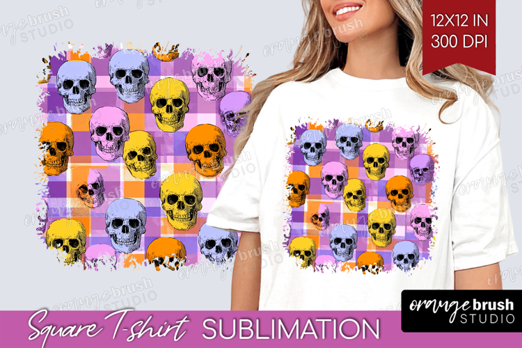 Gingram Halloween Square Tshirt Background - Spooky Cute PNG