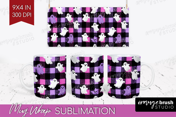 Gingram Halloween Mug Wrap - Spooky Cute Mug PNG Sublimation