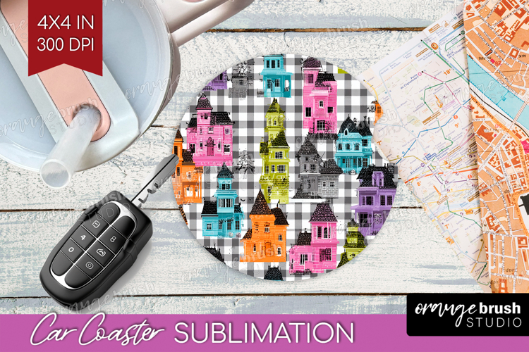 Gingram Halloween Car Coaster - Spooky Cute Coaster PNG