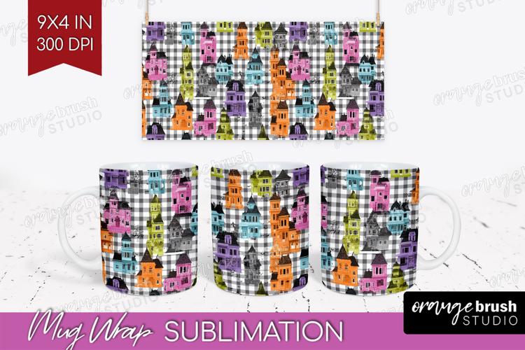 Gingram Halloween Mug Wrap - Spooky Cute Mug PNG Sublimation