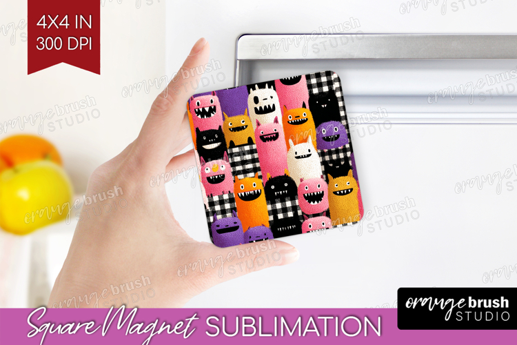 Gingram Halloween Magnet Sublimation - Spooky Cute Square