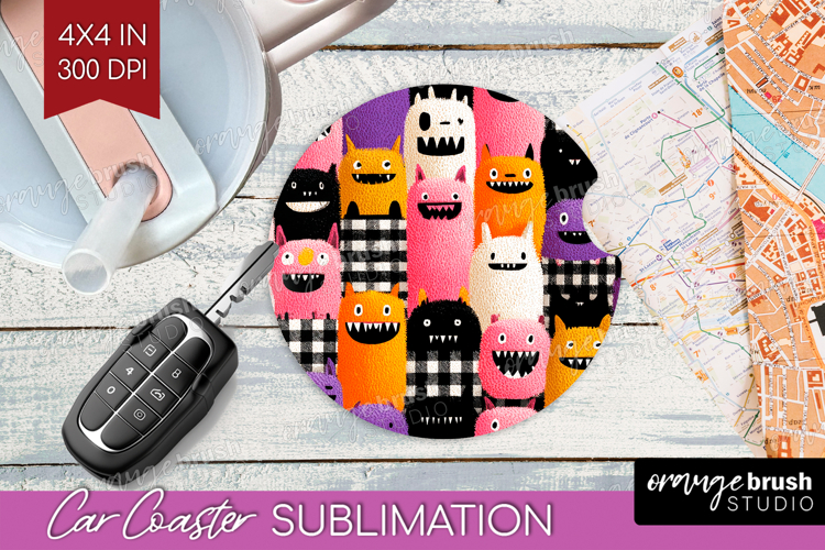 Gingram Halloween Car Coaster - Spooky Cute Coaster PNG