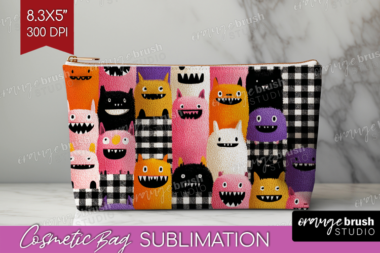 Gingram Halloween Cosmetic Bag - Spooky Cute Makeup Bag PNG