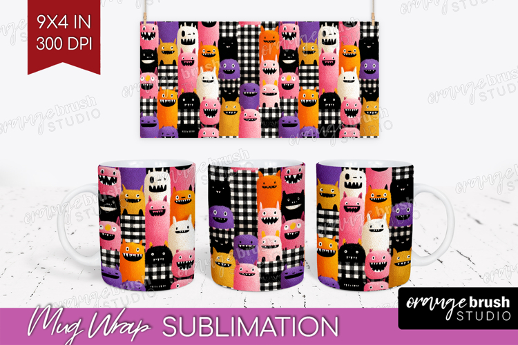 Gingram Halloween Mug Wrap - Spooky Cute Mug PNG Sublimation