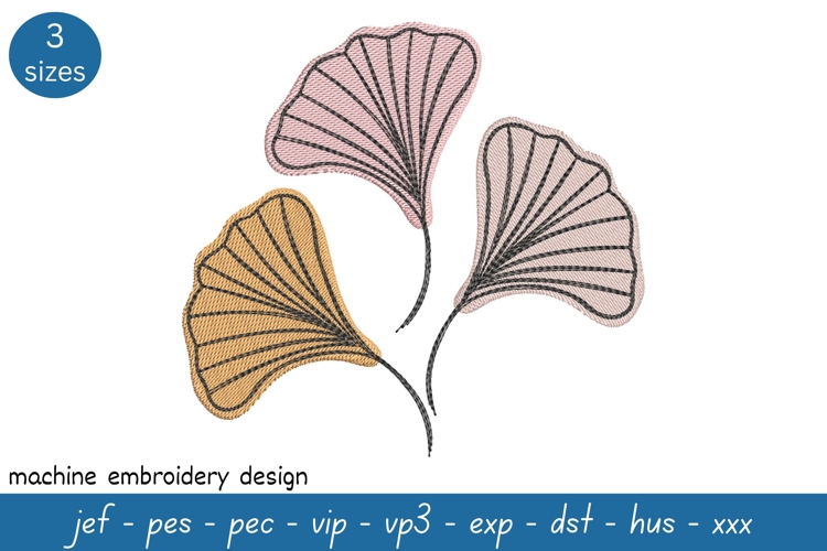 Ginkgo leaves embroidery design