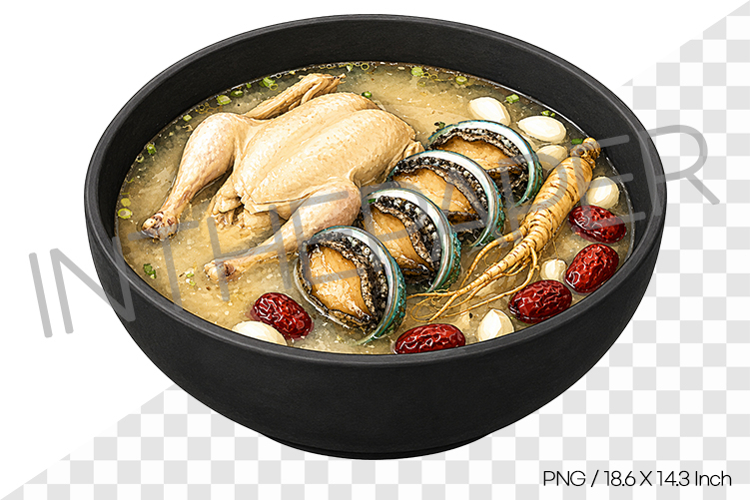 Ginseng Chicken Soup Abalone PNG Watercolor Clipart korean