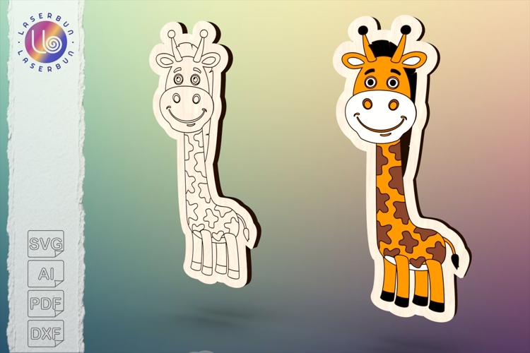 Cartoon giraffe cute animal vector template