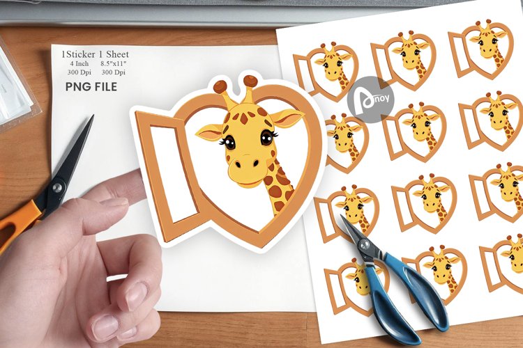 Sticker Heart Giraffe