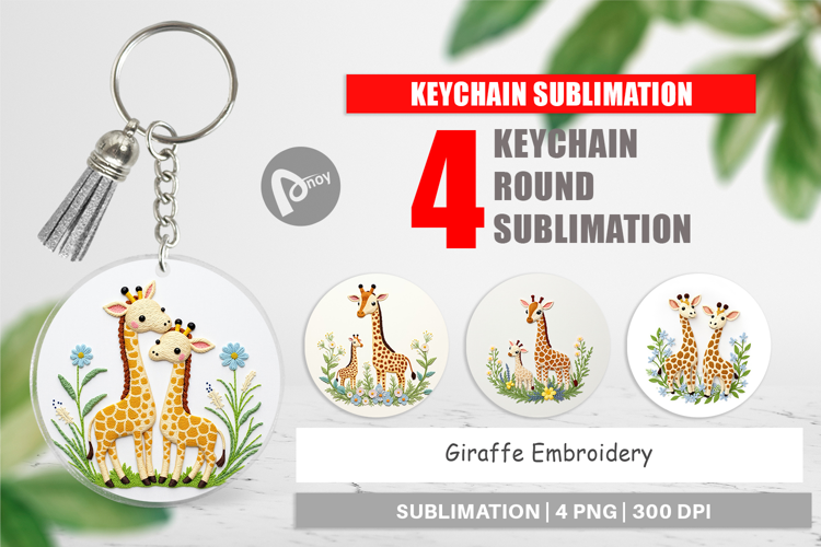 Keychain Giraffe Embroidery