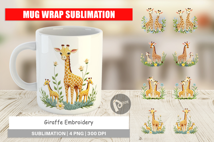 Mug Wrap Giraffe Embroidery