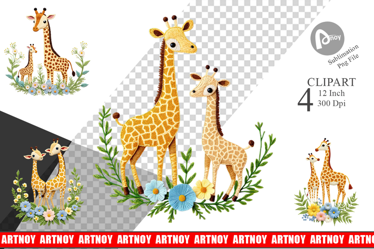 Giraffe Embroidery Clipart example image 1