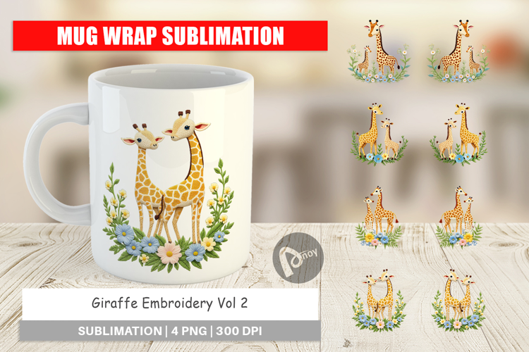 Mug Wrap Giraffe Embroidery